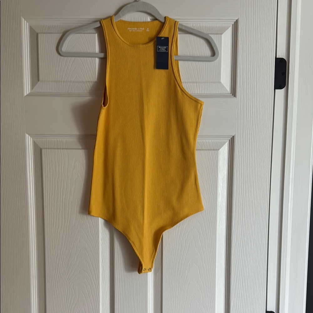 Abercrombie & Fitch Yellow Bodysuit with High Neckline